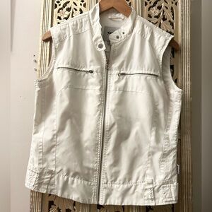 Geox Vest White Silver Zipper hardware Respira Breathable 
Moto  style